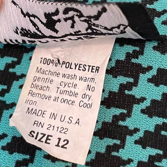Vintage Whirlaway Teal Houndstooth Chiffon Blazer Jacket - Picture 6 of 6